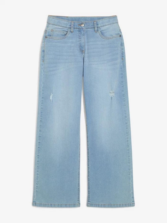 Obrázek produktu Dżinsy wide leg, mid waist BonPrix niebieski