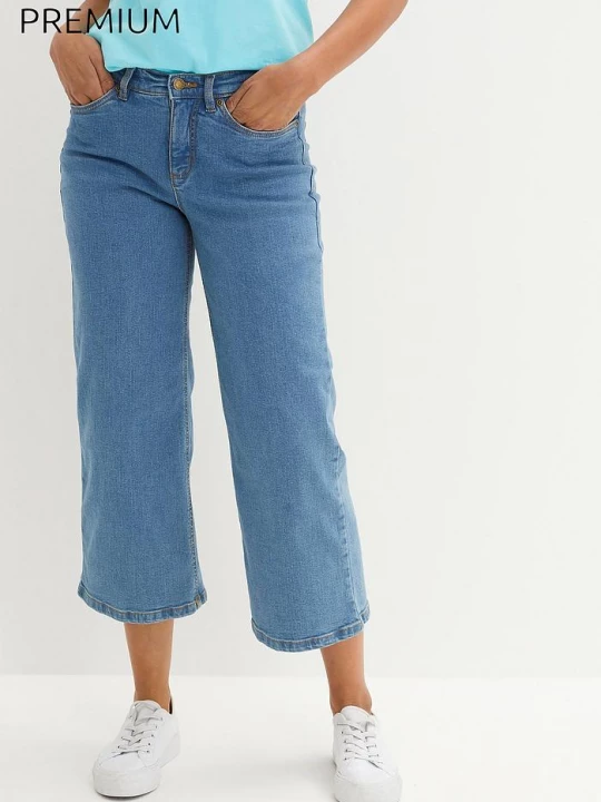 Obrázek produktu Dżinsy Wide Leg, mid waist, cropped BonPrix niebieski