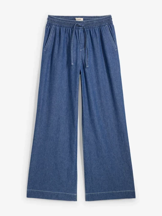 Obrázek produktu Dżinsy Wide Leg, mid waist, wygodny pasek BonPrix niebieski