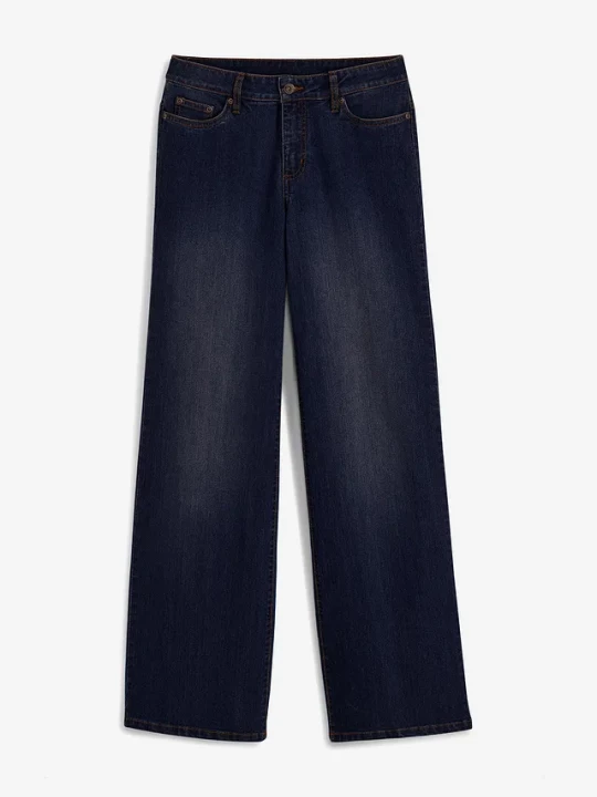 Obrázek produktu Dżinsy wide leg, mid waist, ze stretchem BonPrix niebieski