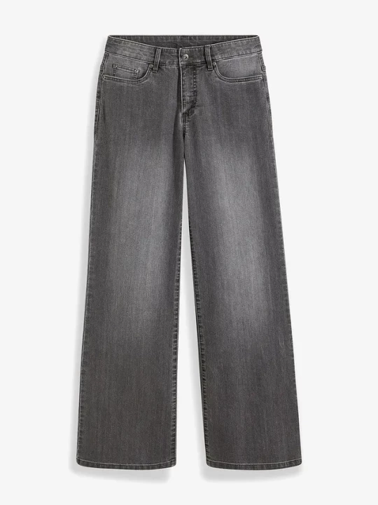Obrázek produktu Dżinsy wide leg, mid waist, ze stretchem BonPrix szary
