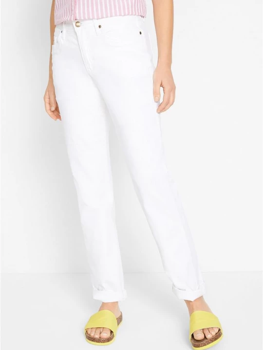 Obrázek produktu Dżinsy ze stretchem Mom, mid waist, long BonPrix biały