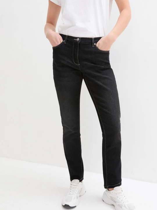 Obrázek produktu Dżinsy ze stretchem o kroju boyfriend, mid waist BonPrix czarny