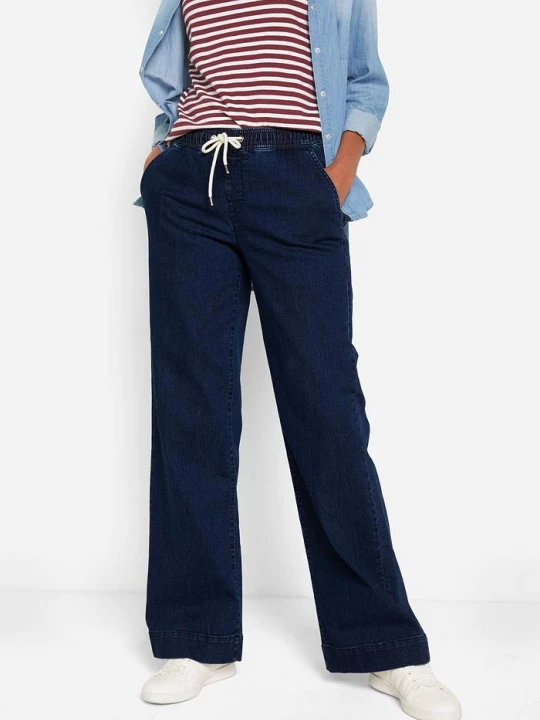 Obrázek produktu Jeansy wide leg, mid waist, z wygodnym pasem BonPrix niebieski