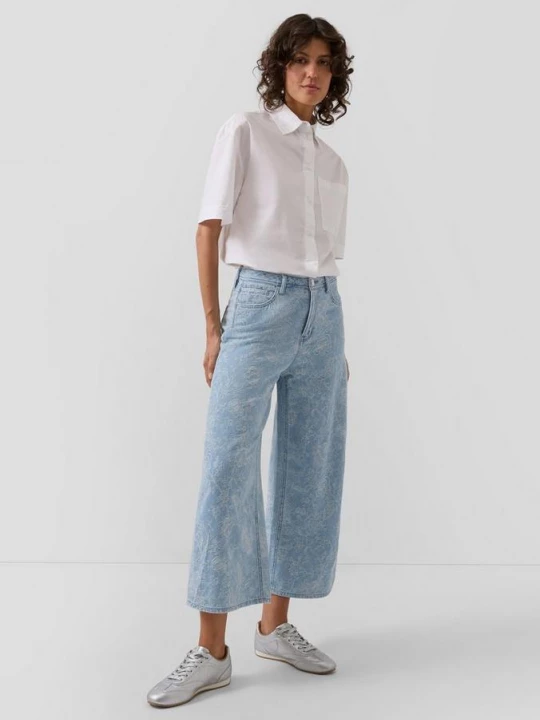 Obrázek produktu Džíny Culotte Suri / Regular Fit / High Rise / Wide Leg / z denimového žakáru s.Oliver modrá