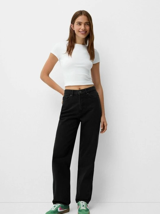 Obrázek produktu Džíny Straight Fit Bershka černý denim