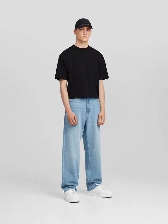 Obrázek produktu Džíny Straight Fit Bershka světlemodrý denim