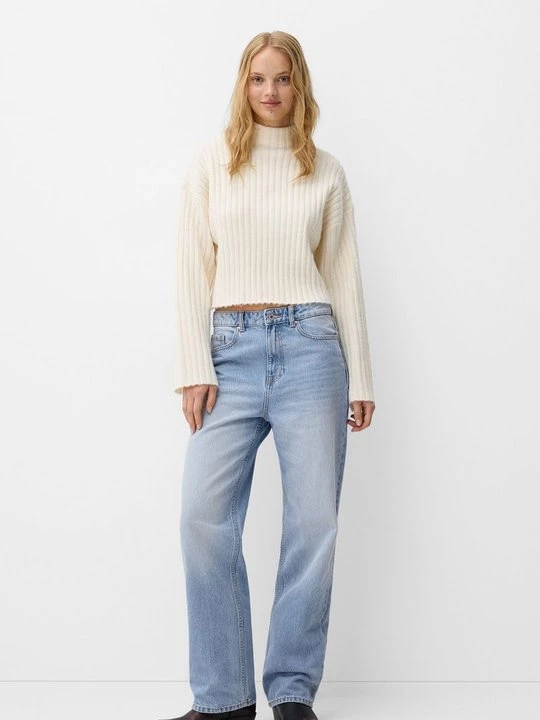 Obrázek produktu Džíny Straight Fit Bershka světlemodrý denim