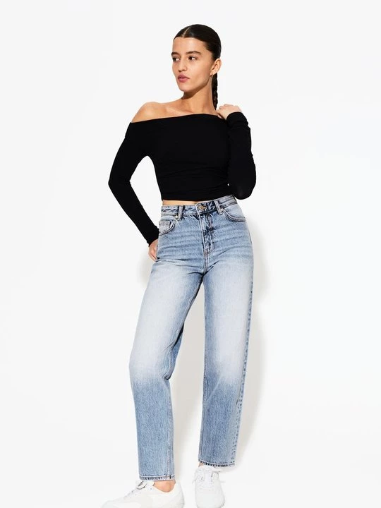Obrázek produktu Džíny Straight Fit Bershka světlemodrý denim