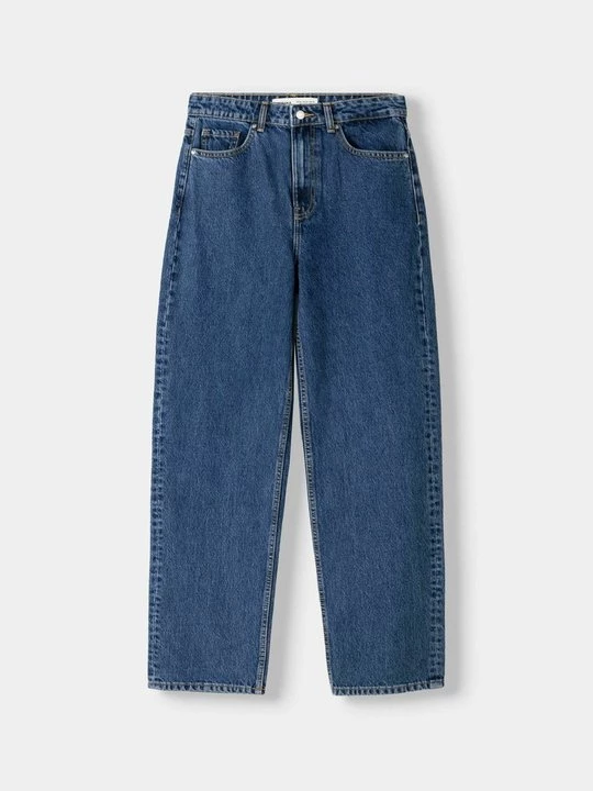 Obrázek produktu Džíny Straight Fit Bershka tmavě modrá