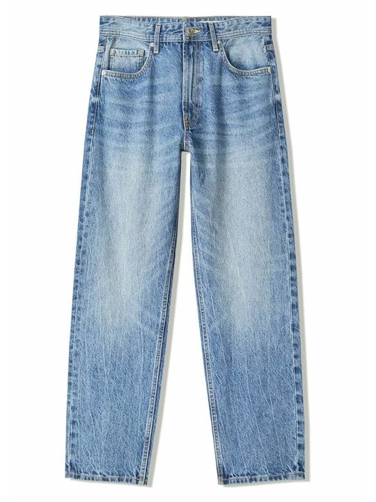 Obrázek produktu Džíny Straight Fit Bershka tmavě modrá