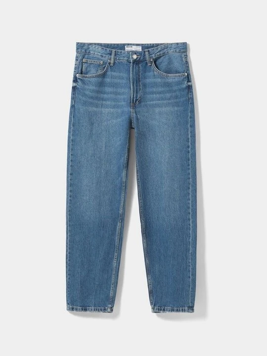 Obrázek produktu Džíny Straight Fit Bershka tmavě modrá