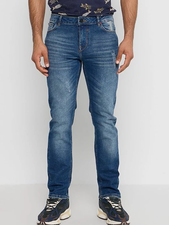Obrázek produktu Džíny Straight Fit Desigual tmavě modrá