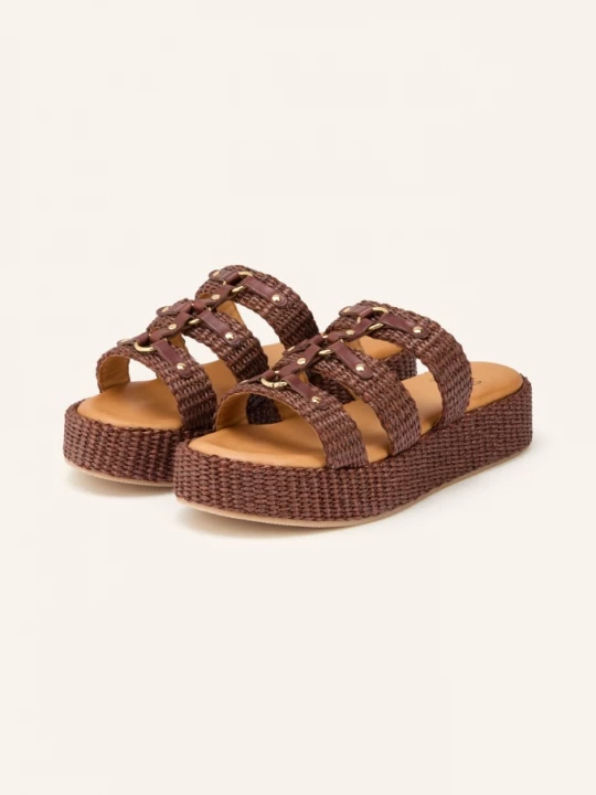 Obrázek produktu È Mia Plateau Pantofle S Nýty tmavě hnědá / zlatá E Mia