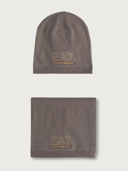 Obrázek produktu EA7 Emporio Armani čepice a šála dámská s vlnou hnědá