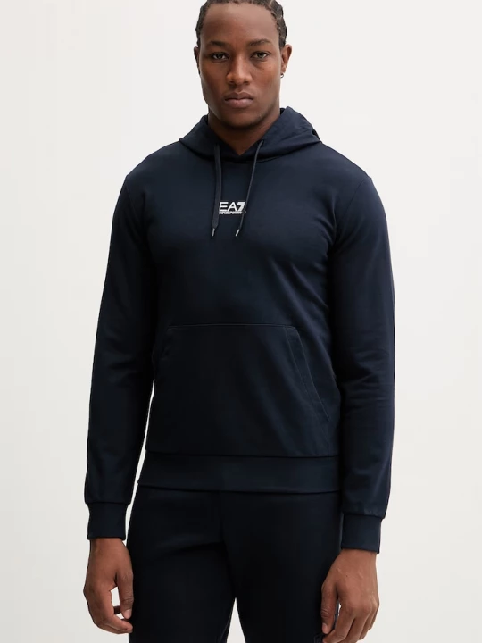 Obrázek produktu EA7 Emporio Armani mikina kapucí pánská bavlněná elastanem námořnická modř