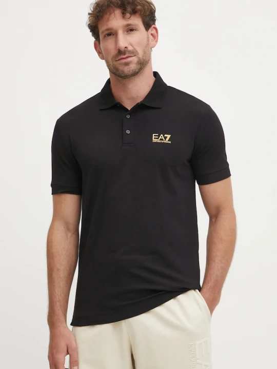 Obrázek produktu EA7 Emporio Armani polo pánské bavlněné s elastanem černá