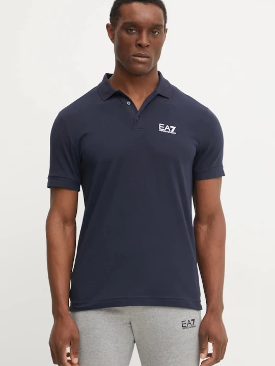 Obrázek produktu EA7 Emporio Armani polo pánský bavlněný s elastanem námořnická modř