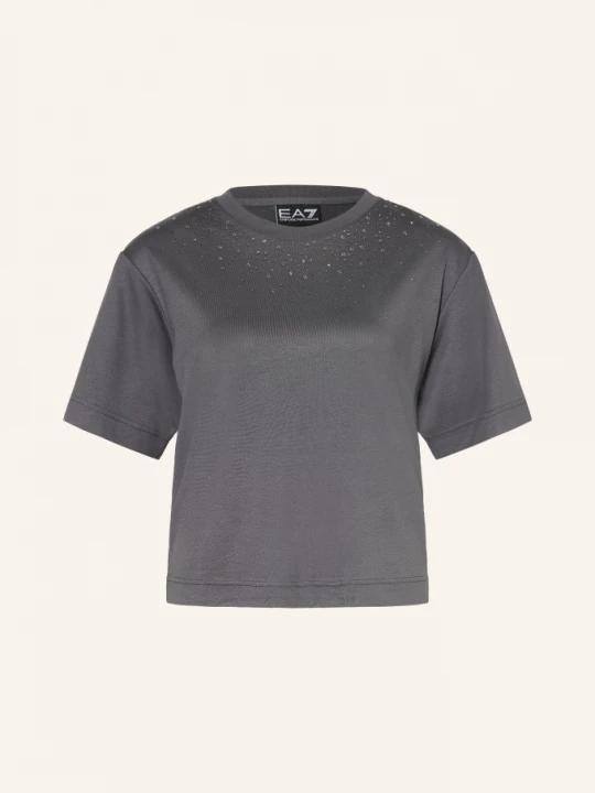Obrázek produktu ea7 Emporio Armani Tričko S Ozdobnými Kameny tmavě šedá / stříbrná