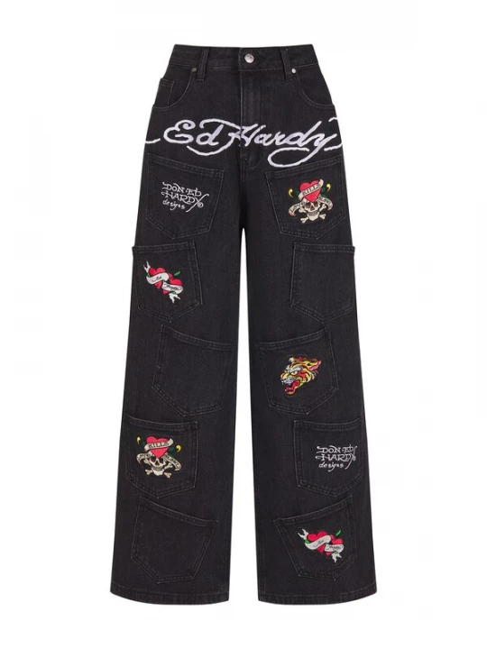 Obrázek produktu Ed Hardy Džíny červená / černá / bílá