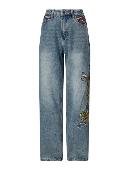 Obrázek produktu Ed Hardy Džíny 'Crawling Dragon' modrá džínovina / zelená