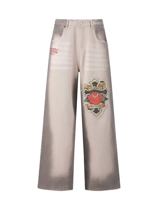 Obrázek produktu Ed Hardy Džíny písková / karmínově červené