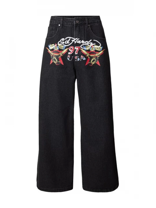 Obrázek produktu Ed Hardy Džíny světle zelená / červená / černá džínovina / bílá