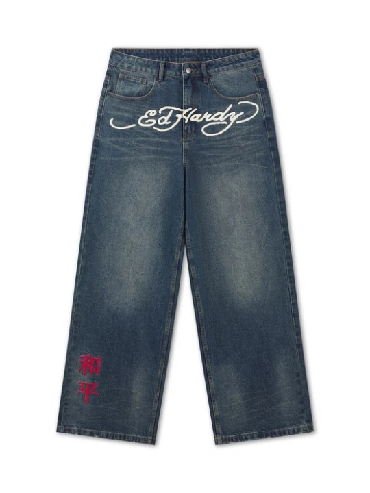 Obrázek produktu Ed Hardy Džíny 'Tattoo City Tiger' tmavě modrá / hořčicová / červená / bílá