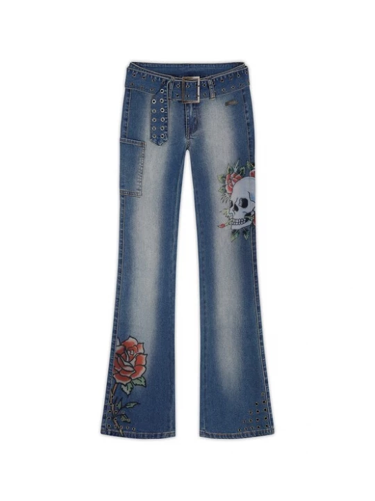 Obrázek produktu Ed Hardy Džíny tmavě modrá / zelená / červená / černá