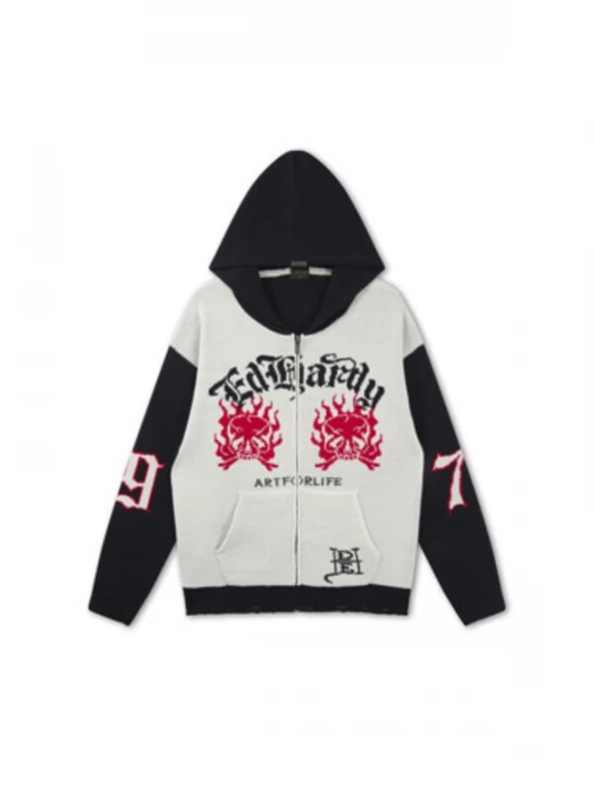 Obrázek produktu Ed Hardy Kardigan '1971' slonová kost / ohnivá červená / černá