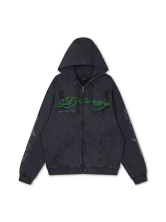 Obrázek produktu Ed Hardy Mikina 'Art For Life' smaragdová / burgundská červeň / černá