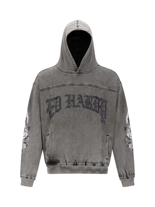 Obrázek produktu Ed Hardy Mikina 'Eagle Drag Rose' šedá / černá / černá džínovina / bílá
