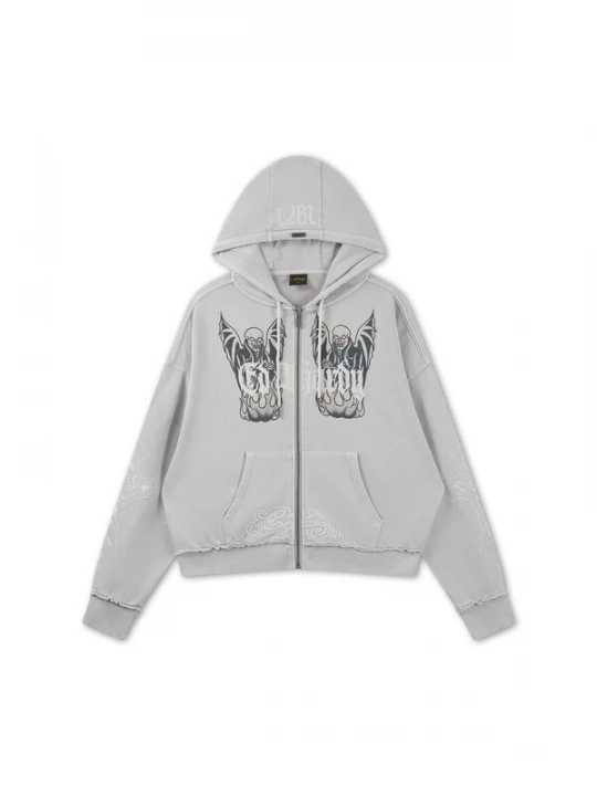 Obrázek produktu Ed Hardy Mikina 'Gothic Stud' šedá / černá / bílá