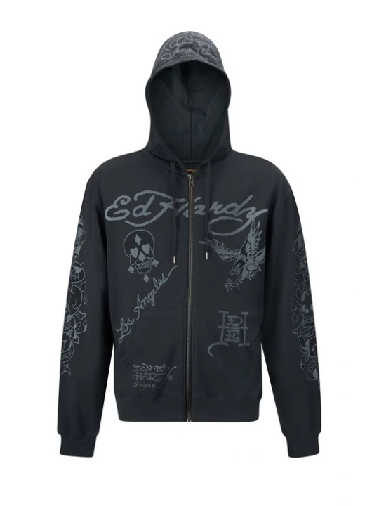 Obrázek produktu Ed Hardy Mikina 'Death-Before' šedá / černá