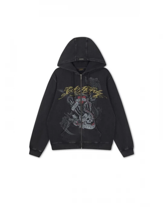 Obrázek produktu Ed Hardy Mikina 'Storming New York' kari / šedá / červená / černá