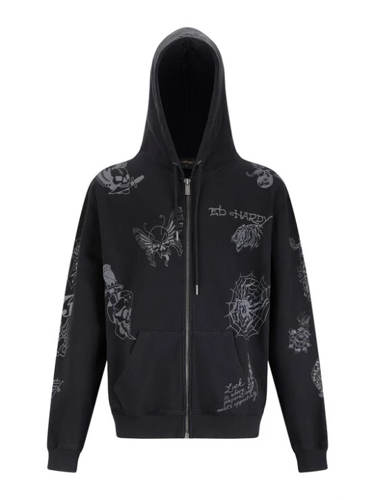 Obrázek produktu Ed Hardy Mikina 'Tattoo Club' šedá / černá / bílá