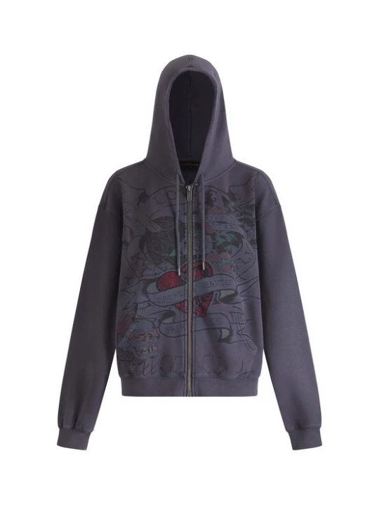 Obrázek produktu Ed Hardy Mikina tmavě šedá / zelená / tmavě červená / černá