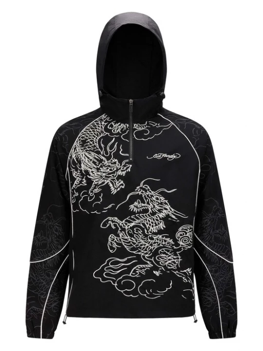 Obrázek produktu Ed Hardy Přechodná bunda 'Battle Dragon' černá / bílá