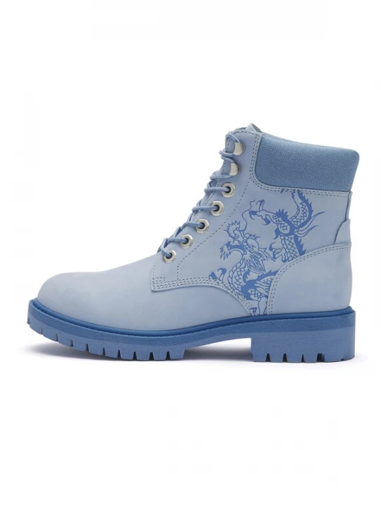 Obrázek produktu Ed Hardy Šněrovací kozačky 'Dancing Dragon' modrá / světlemodrá