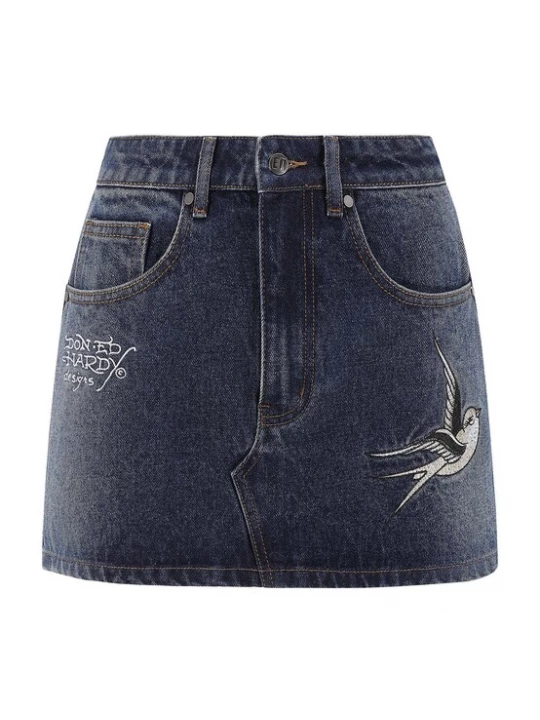 Obrázek produktu Ed Hardy Sukně 'Swallow' tmavě modrá / světle šedá / bílá