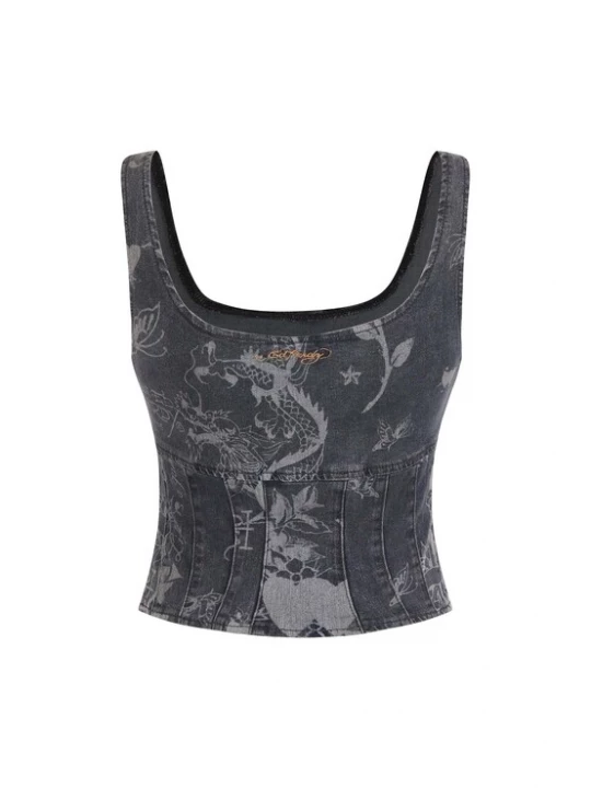 Obrázek produktu Ed Hardy Top kouřově modrá / modrá džínovina