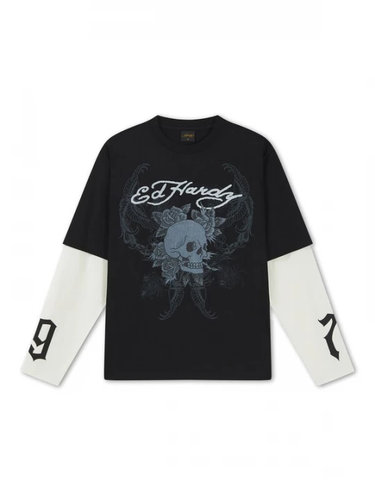 Obrázek produktu Ed Hardy Tričko '1971 Skull' chladná modrá / černá / bílá