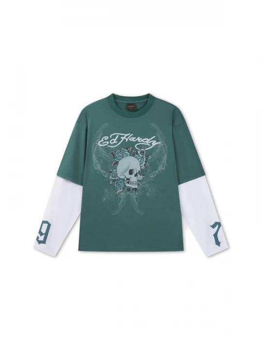 Obrázek produktu Ed Hardy Tričko '1971 Skull' mátová / nefritová / černá / bílá