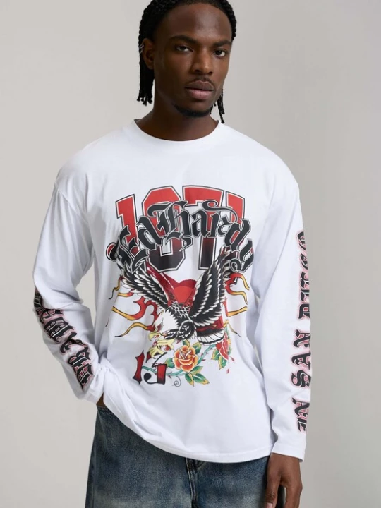 Obrázek produktu Ed Hardy Tričko '1971 Tattoo Eagle' krvavě červená / černá / bílá