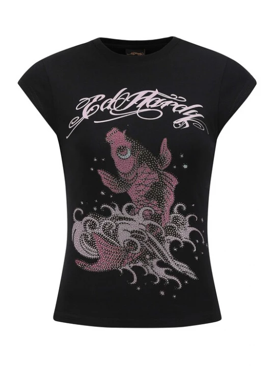 Obrázek produktu Ed Hardy Tričko 'Koi Fisch Steinen' mix barev / černá