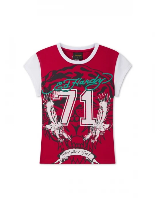 Obrázek produktu Ed Hardy Tričko 'Roaring Tiger' světlemodrá / červená / černá / bílá