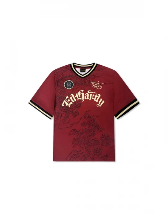 Obrázek produktu Ed Hardy Tričko 'Soaring Dragon Football' pastelově žlutá / červená / černá