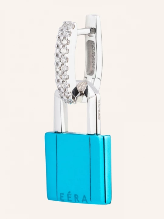 Obrázek produktu Eéra Visací Náušnice Lock Small S Diamanty stříbrná / tmavě modrá EÉRA