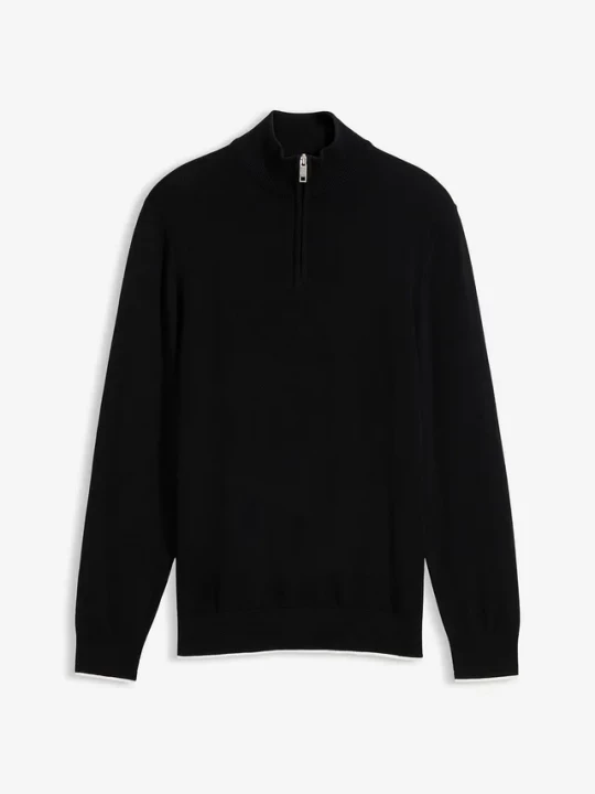 Obrázek produktu Elegancki sweter ze stójką z bawełny BonPrix czarny