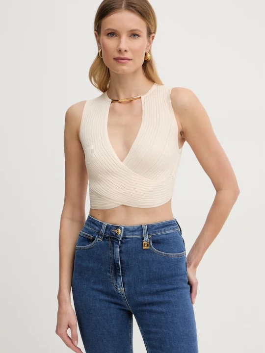 Obrázek produktu Elisabetta Franchi dámská zavinovací halenka z viskózy béžová